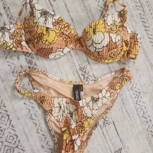 Triangl Swimwear Floral Bikini - Yellow and Tan